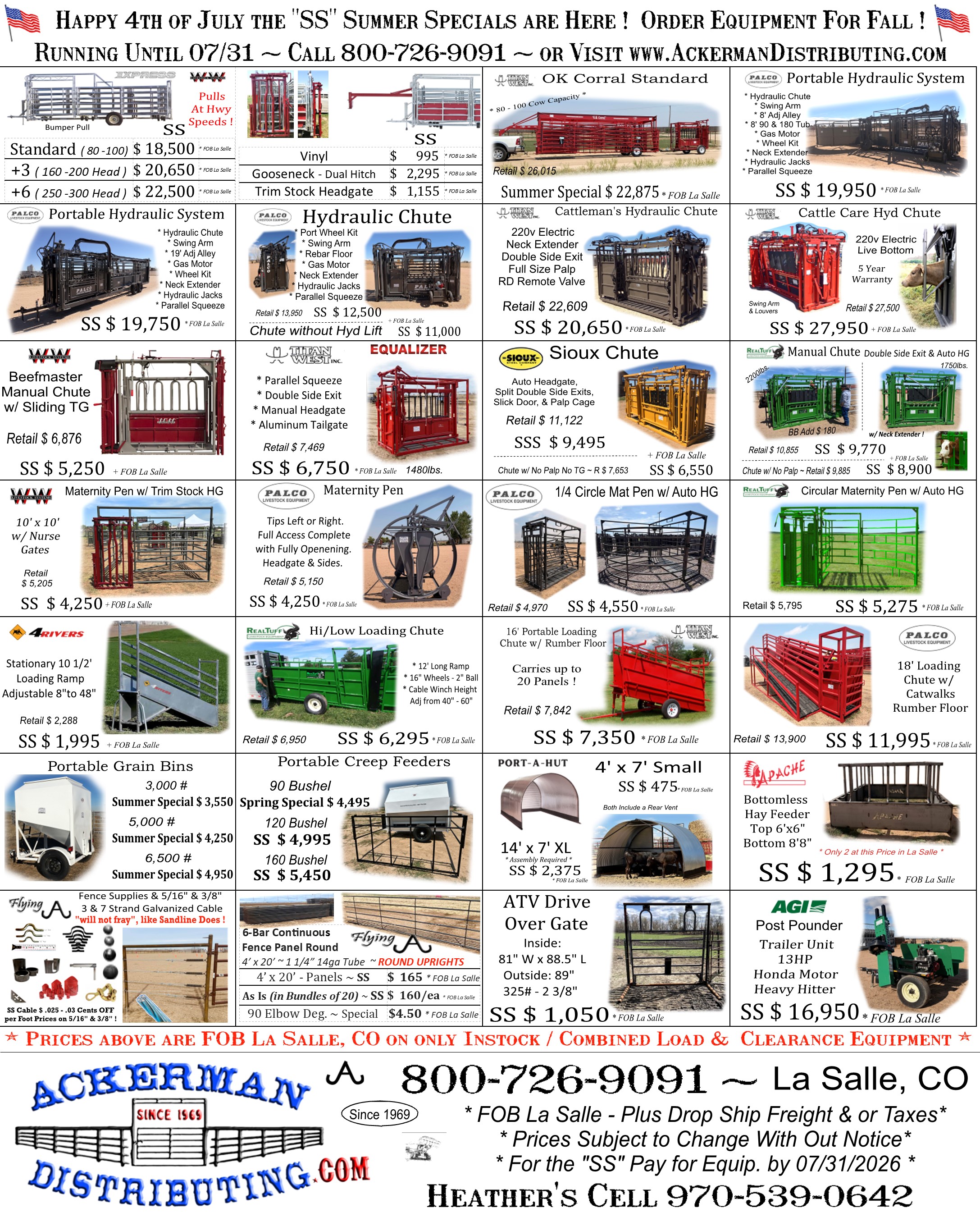 Summer Specials are here, Order now for Fall !